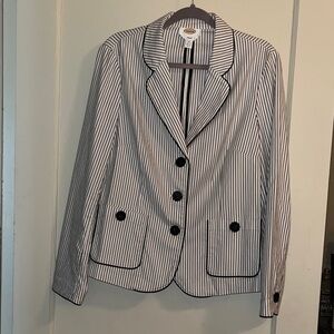 Talbots Black and White Striped Blazer